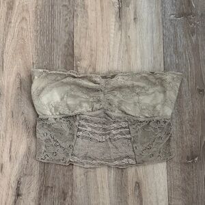 Lace Bandeau Bralette in Taupe